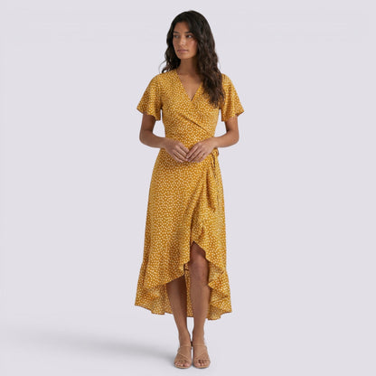 Abito Lungo Donna Floreale Boho con Scollo a V