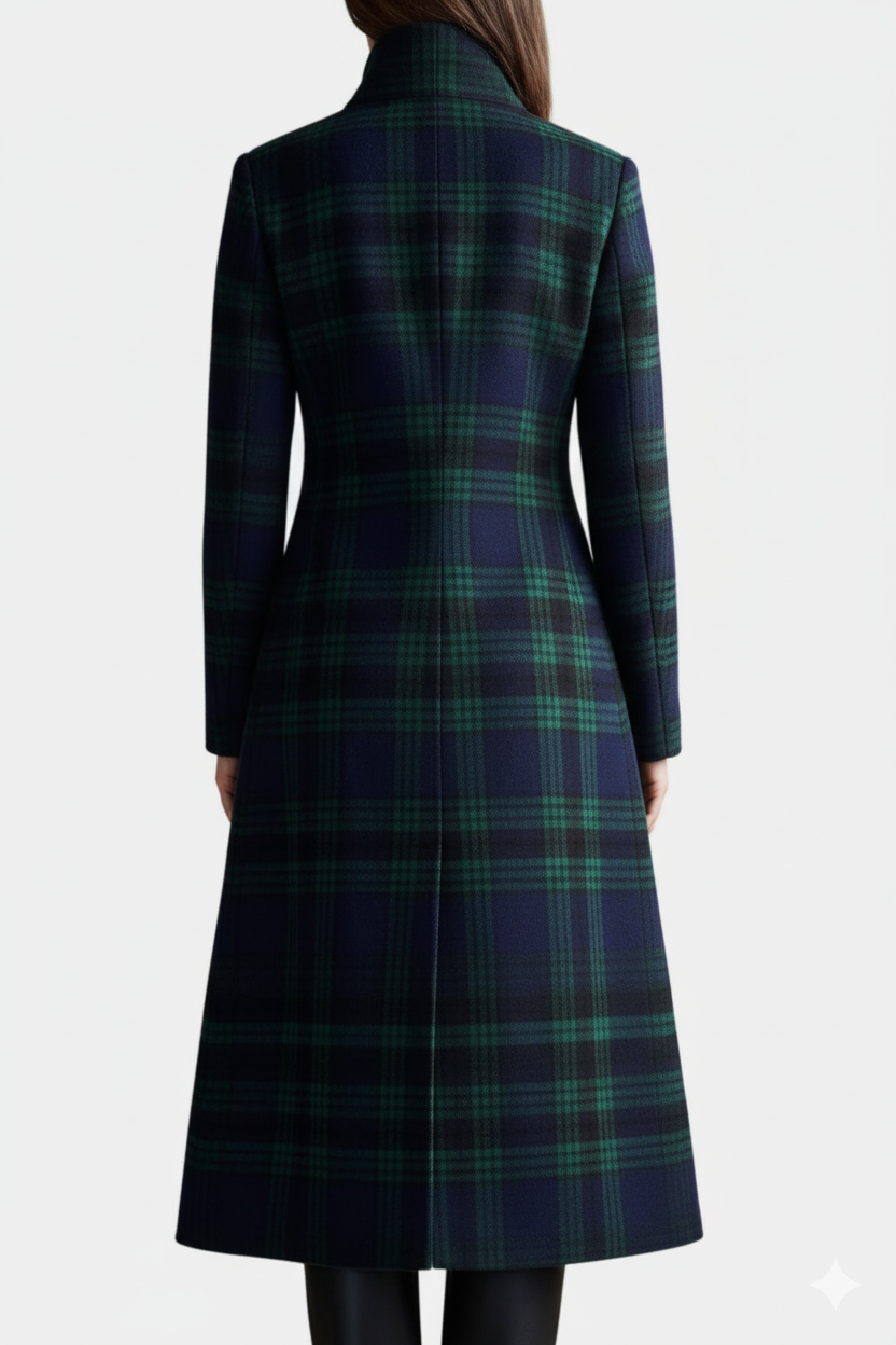 Rebecca | Cappotto Midi Donna a Quadri con Collo Alto