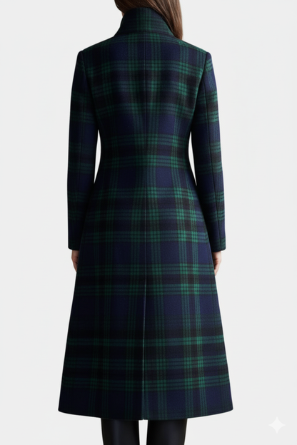 Rebecca | Cappotto Midi Donna a Quadri con Collo Alto