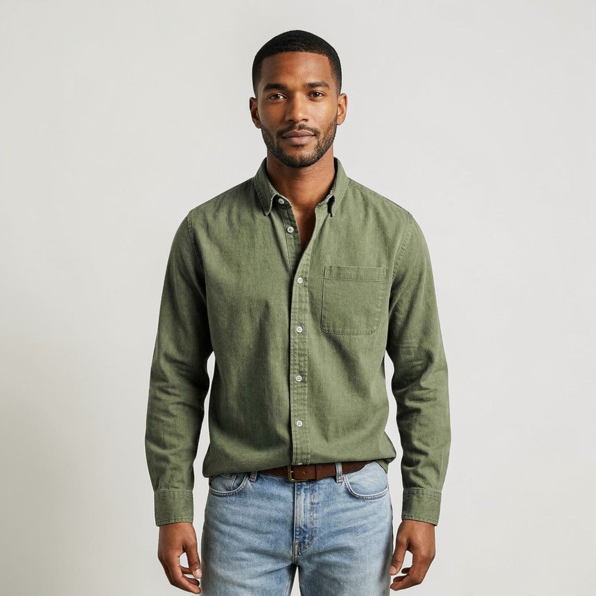 Camicia Uomo Maniche Lunghe Classica con Bottoni Casual