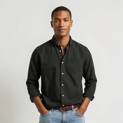 Camicia Uomo Maniche Lunghe Classica con Bottoni Casual
