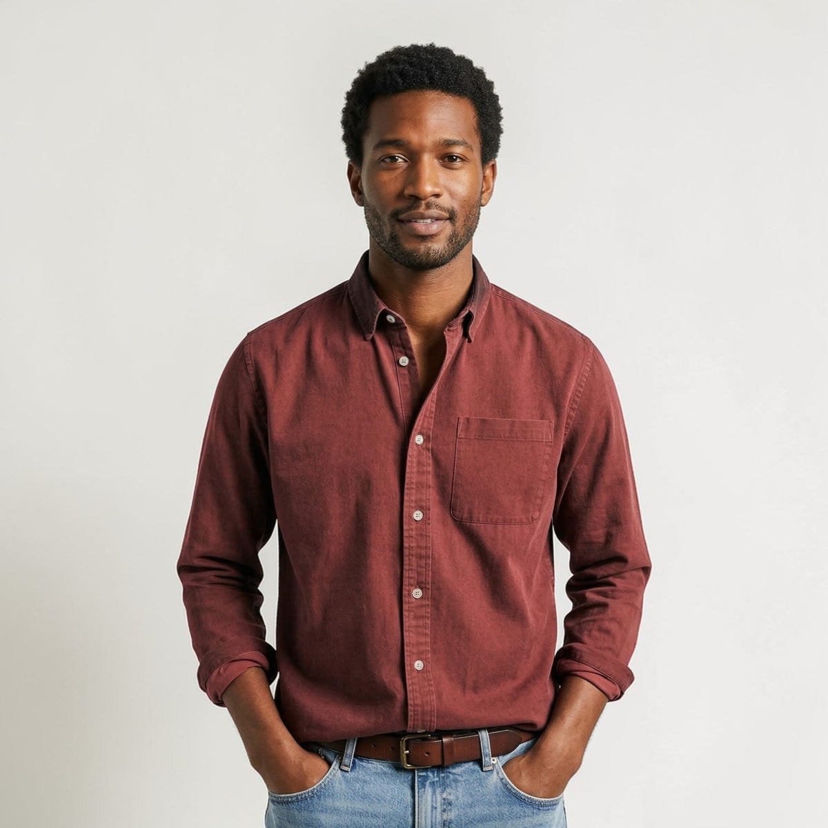 Camicia Uomo Maniche Lunghe Classica con Bottoni Casual