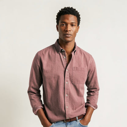 Camicia Uomo Maniche Lunghe Classica con Bottoni Casual