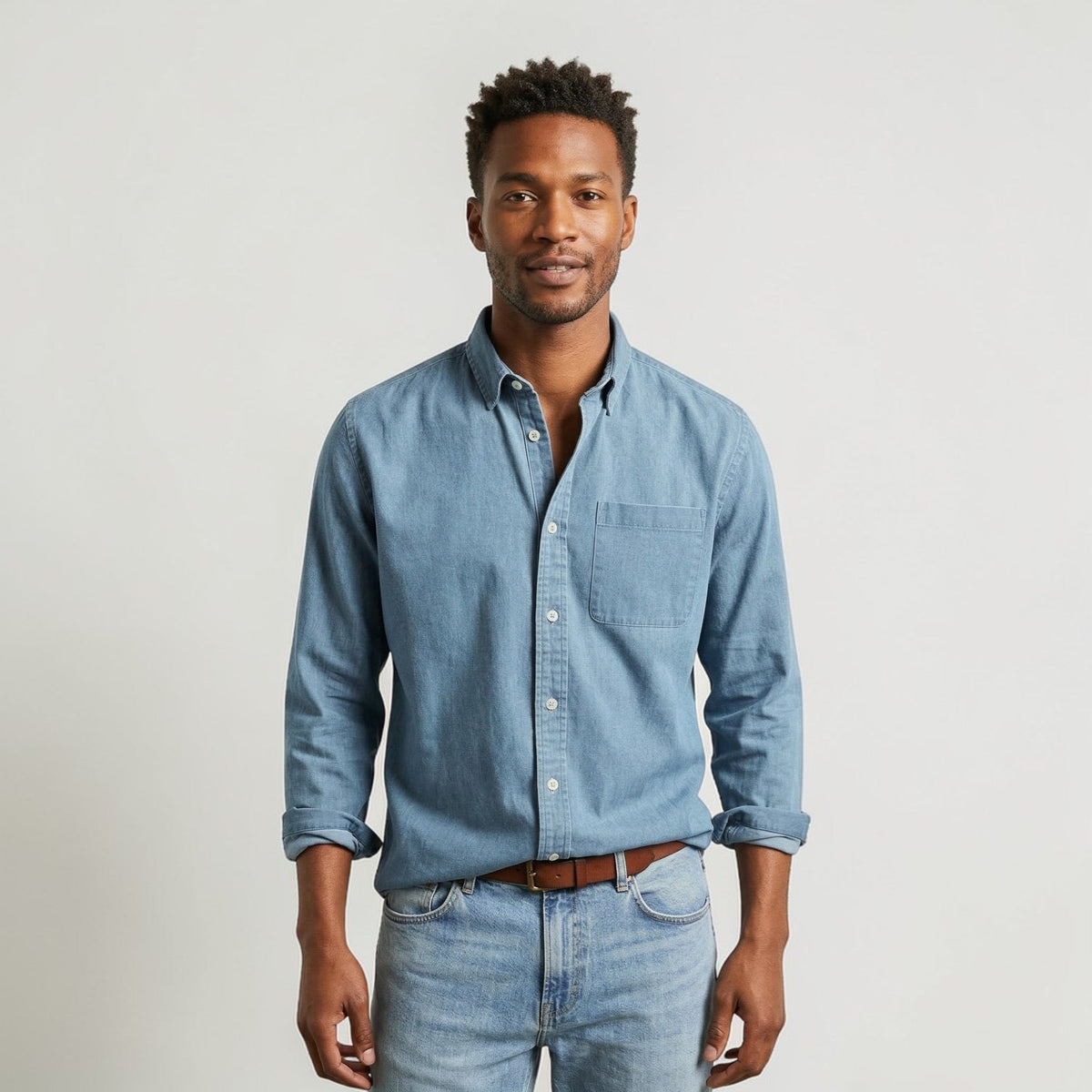 Camicia Uomo Maniche Lunghe Classica con Bottoni Casual