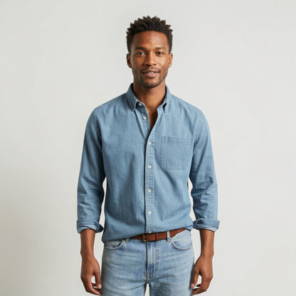 Camicia Uomo Maniche Lunghe Classica con Bottoni Casual