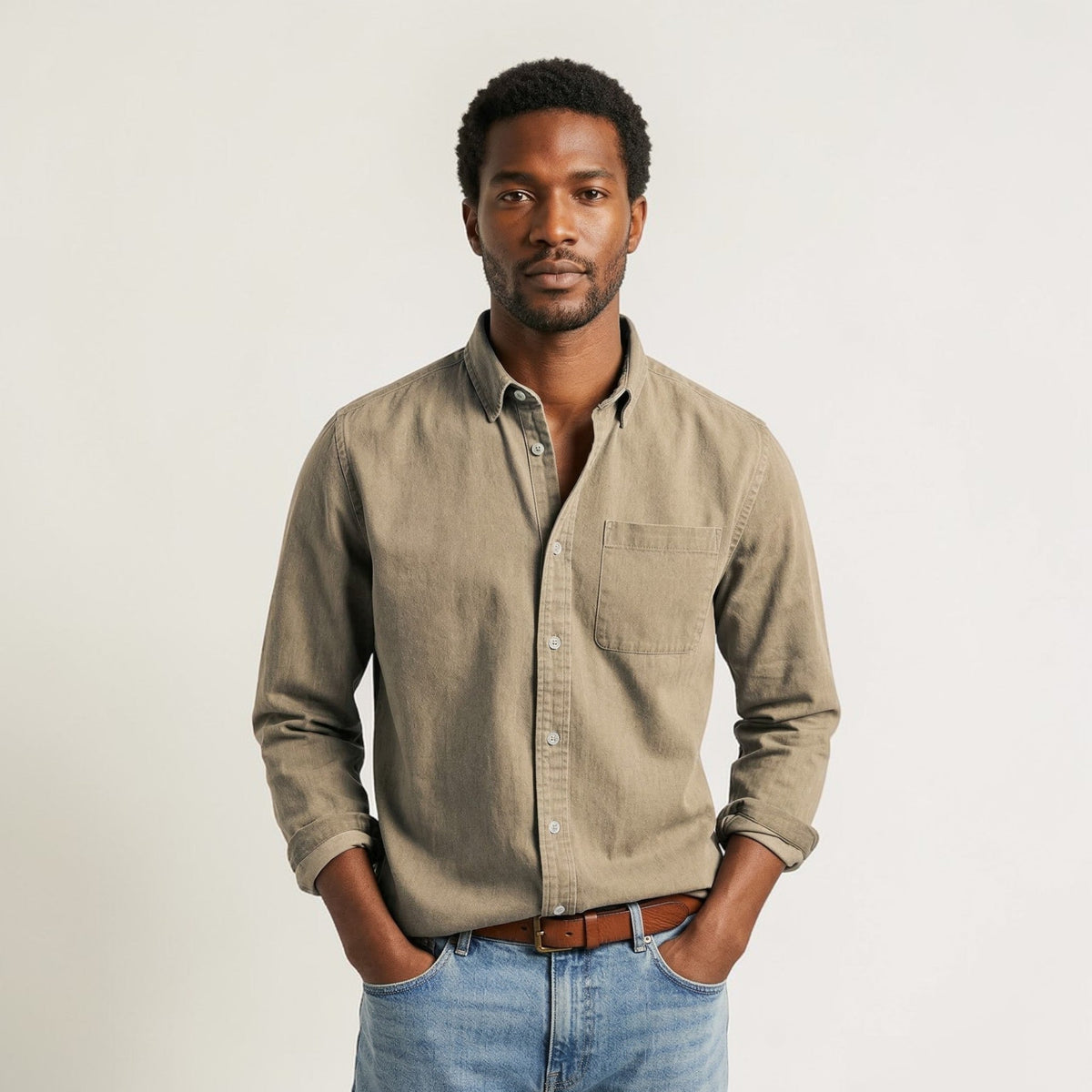 Camicia Uomo Maniche Lunghe Classica con Bottoni Casual