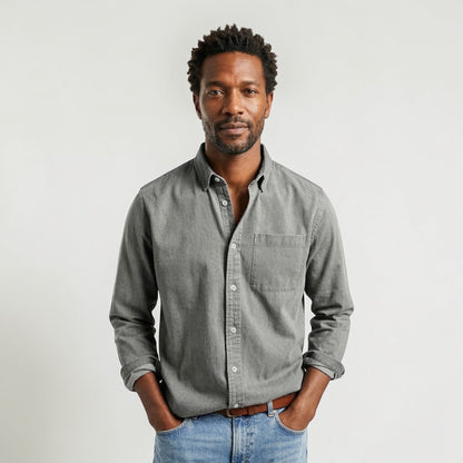 Camicia Uomo Maniche Lunghe Classica con Bottoni Casual