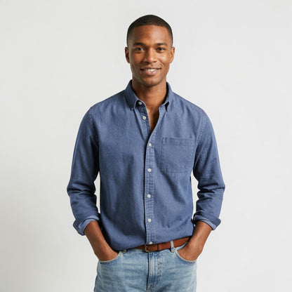 Camicia Uomo Maniche Lunghe Classica con Bottoni Casual