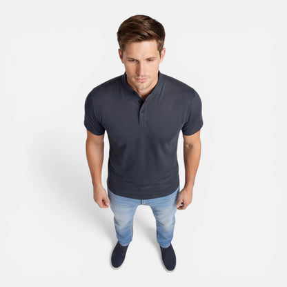 Maglia Henley Uomo Manica Corta Cotone Slim Fit Casual