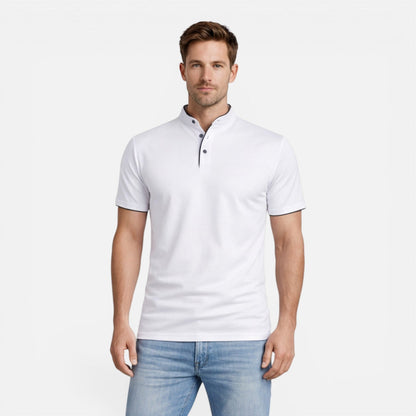 Maglia Henley Uomo Manica Corta Cotone Slim Fit Casual