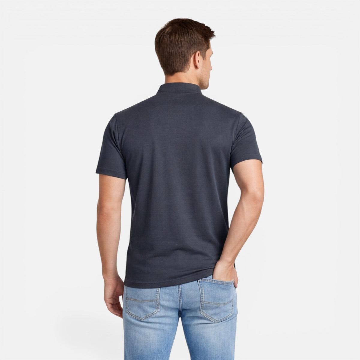 Maglia Henley Uomo Manica Corta Cotone Slim Fit Casual