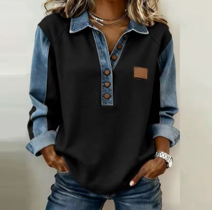 Voxanne | Pullover con Colletto in Denim