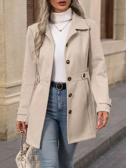 Sabina | Cappotto Donna con Cintura in Vita e Revers Dentellati