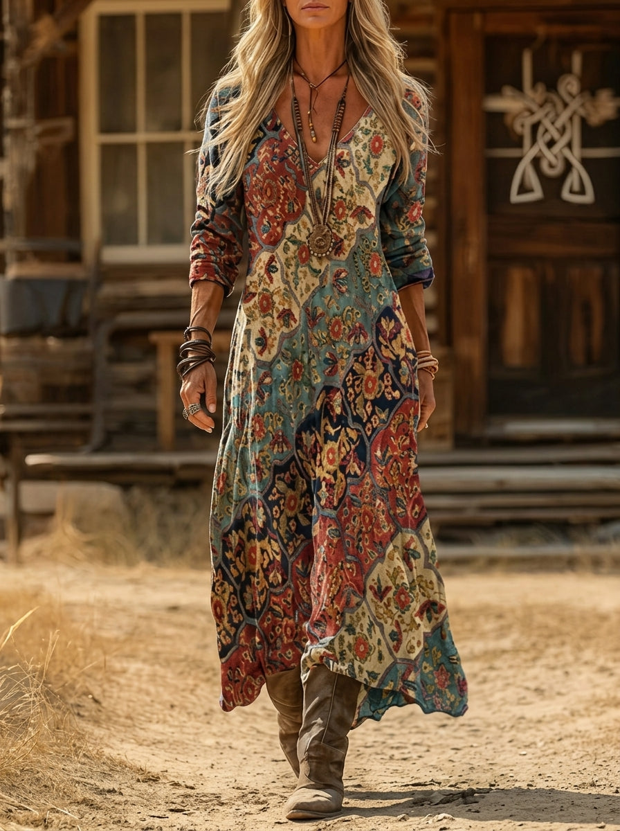 Lydia | Abito Lungo Donna Fluido a Stampa Colorata