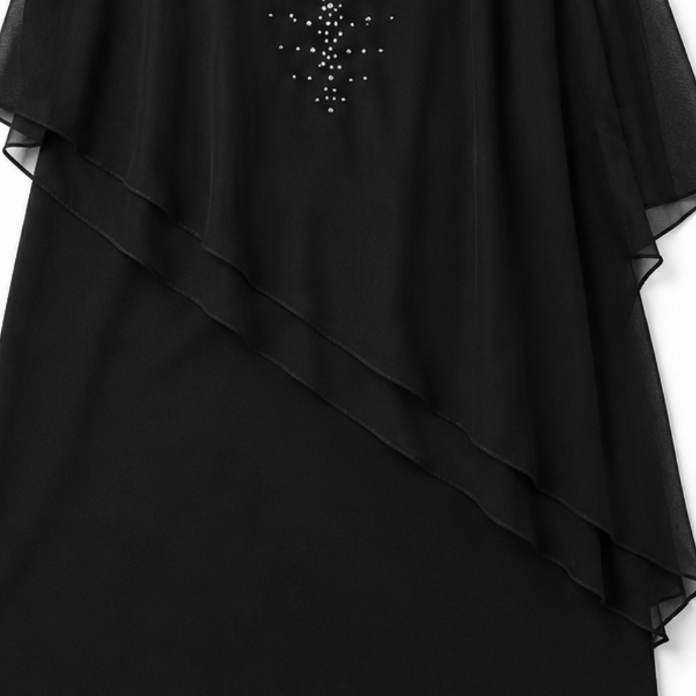 Joaquina | Abito Midi Donna da Cerimonia con Mantella in Chiffon