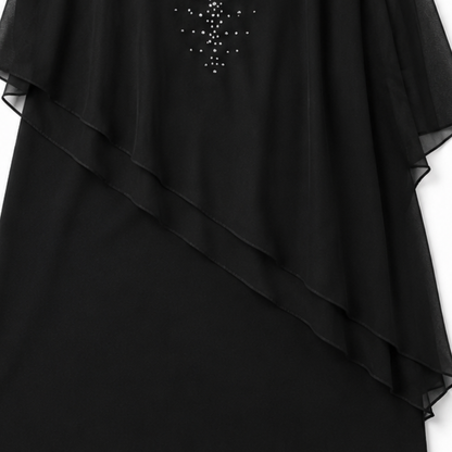 Joaquina | Abito Midi Donna da Cerimonia con Mantella in Chiffon