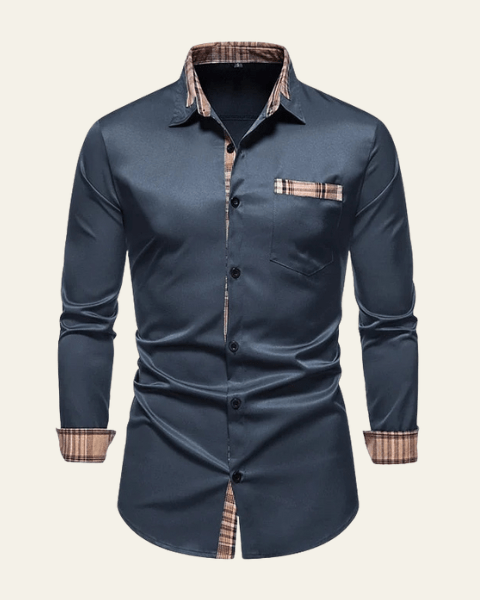 Camicia Uomo a Quadri con Bottoni Misto Versatile