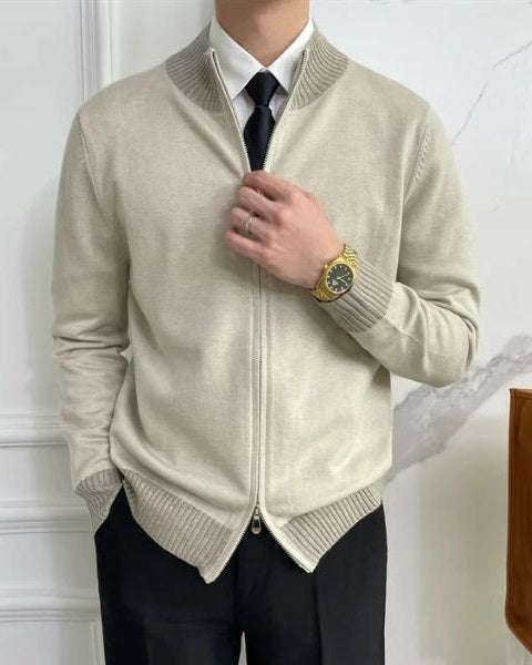 Maglione Uomo con Zip in Maglia Fine Taglio Pulito Versatile