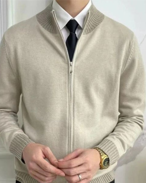 Maglione Uomo con Zip in Maglia Fine Taglio Pulito Versatile