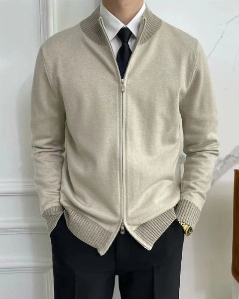 Maglione Uomo con Zip in Maglia Fine Taglio Pulito Versatile