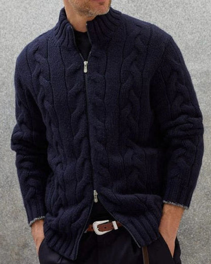 Maglione Uomo a Trecce con Zip Frontale Senza Tempo Caldo