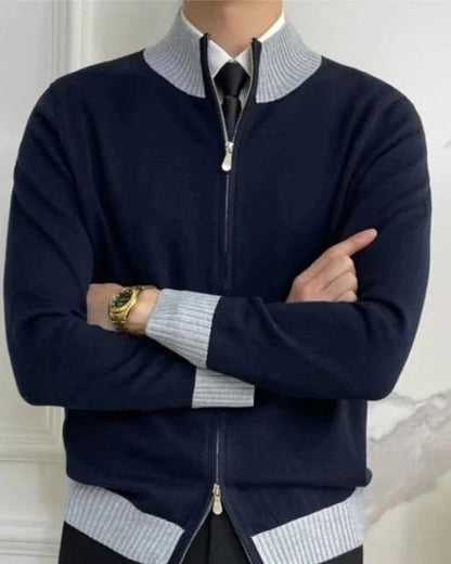 Maglione Uomo con Zip in Maglia Fine Taglio Pulito Versatile