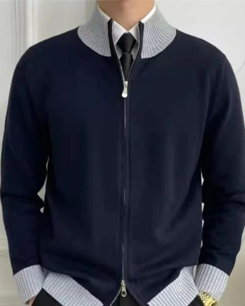 Maglione Uomo con Zip in Maglia Fine Taglio Pulito Versatile
