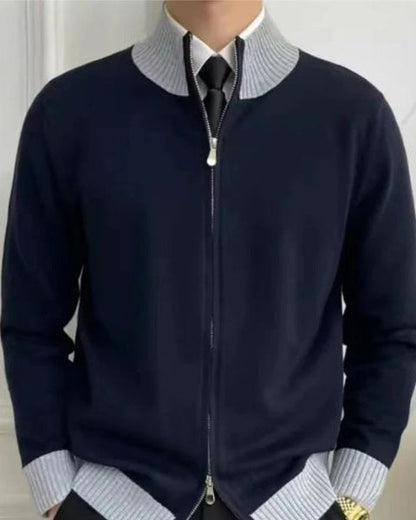 Maglione Uomo con Zip in Maglia Fine Taglio Pulito Versatile