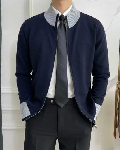 Maglione Uomo con Zip in Maglia Fine Taglio Pulito Versatile