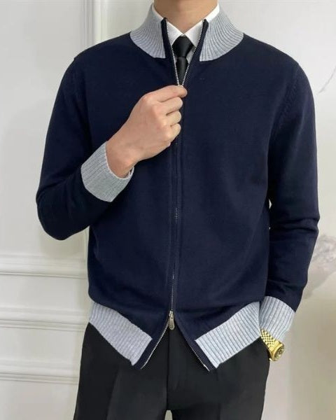 Maglione Uomo con Zip in Maglia Fine Taglio Pulito Versatile