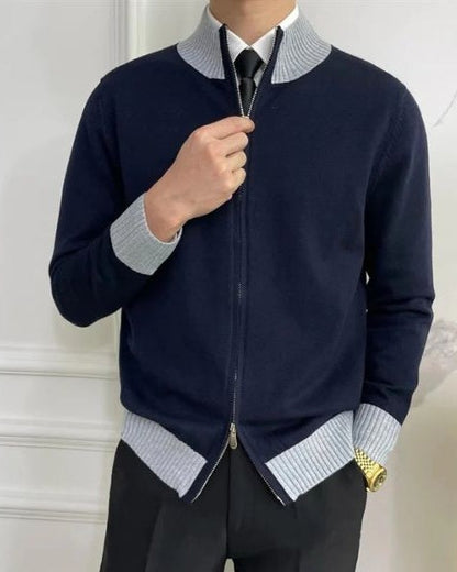 Maglione Uomo con Zip in Maglia Fine Taglio Pulito Versatile