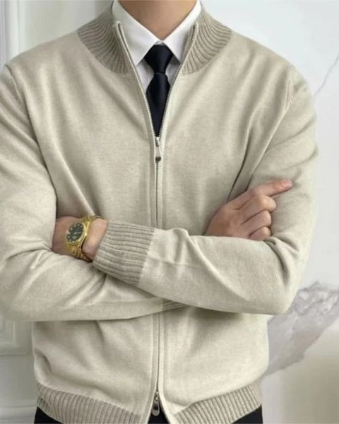 Maglione Uomo con Zip in Maglia Fine Taglio Pulito Versatile