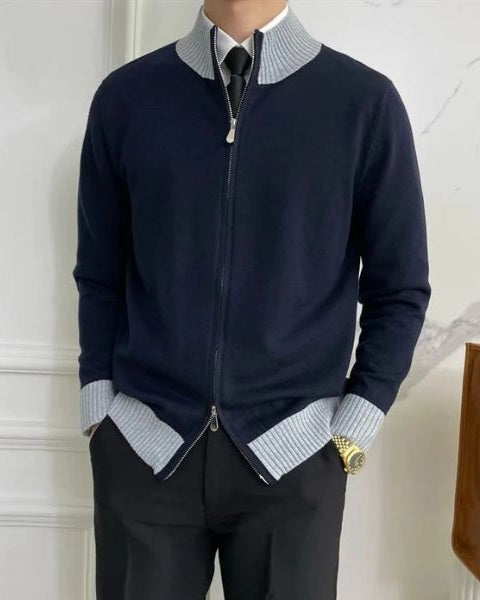 Maglione Uomo con Zip in Maglia Fine Taglio Pulito Versatile
