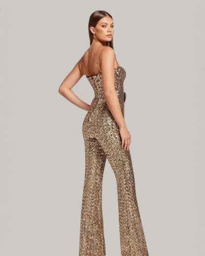 Tuta Donna Senza Spalline Glitterata