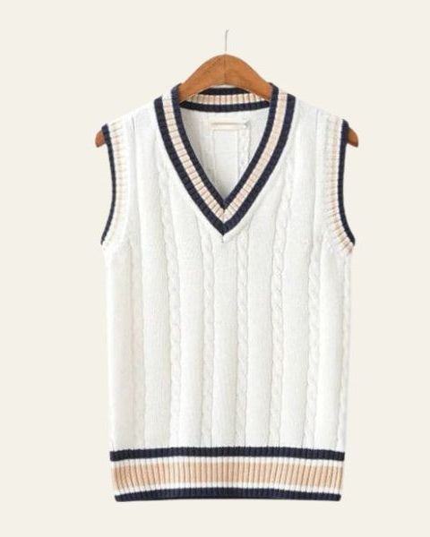 Gilet Uomo da Cricket Scollo a V Classico Misto Maglia