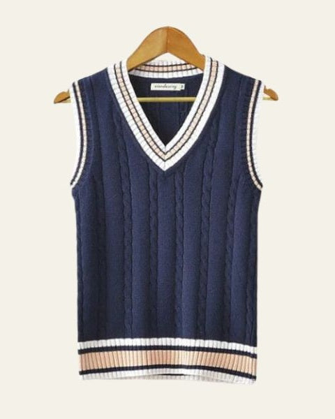 Gilet Uomo da Cricket Scollo a V Classico Misto Maglia
