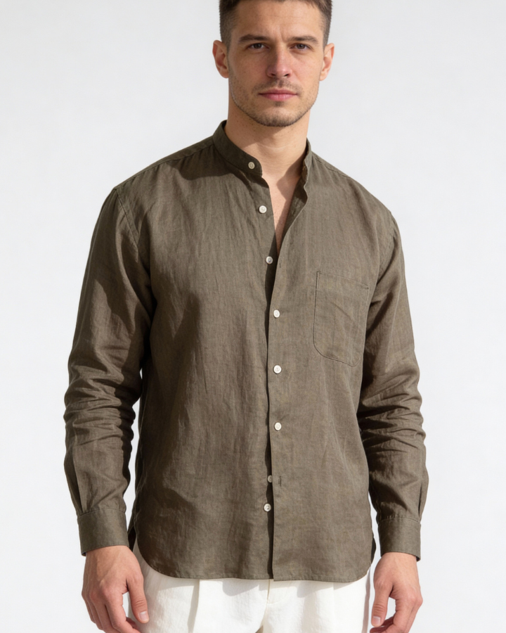 Camicia Uomo in Lino Verde Premium Freschezza Naturale Leggera