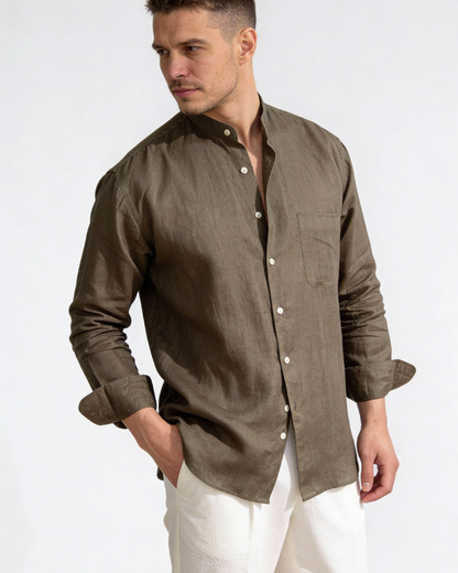 Camicia Uomo in Lino Verde Premium Freschezza Naturale Leggera