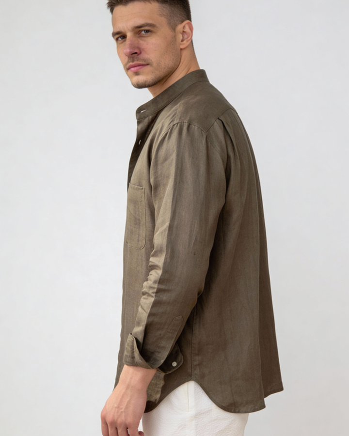 Camicia Uomo in Lino Verde Premium Freschezza Naturale Leggera