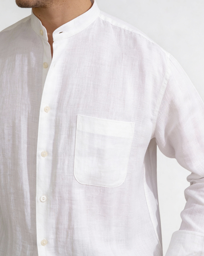 Camicia Uomo in Lino Premium Bianca Traspirante Raffinata