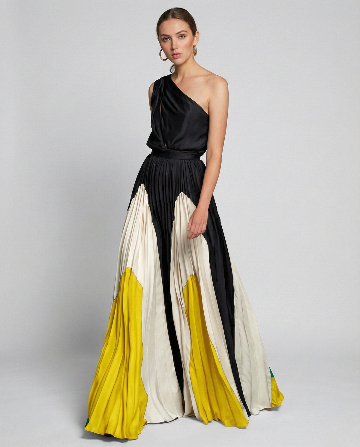 Abito Lungo Donna Plissettato con Paillettes
