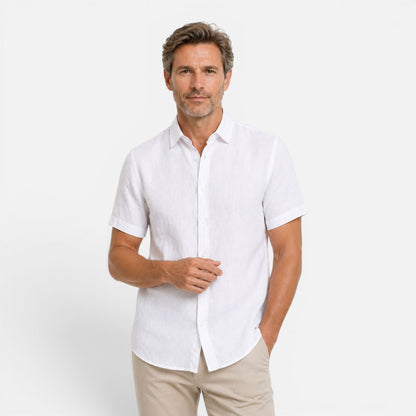 Camicia Lino Uomo Manica Corta Traspirante Classica Estiva