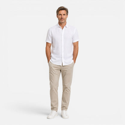 Camicia Lino Uomo Manica Corta Traspirante Classica Estiva