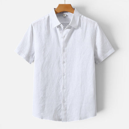 Camicia Lino Uomo Manica Corta Traspirante Classica Estiva