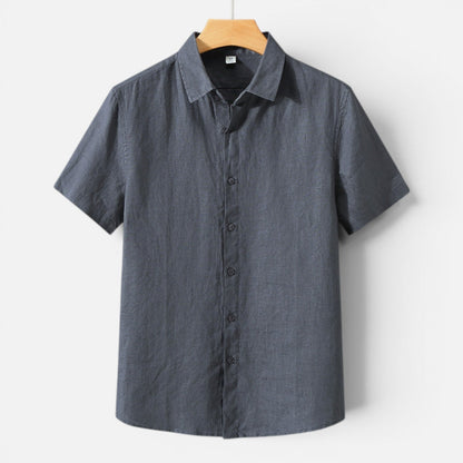 Camicia Lino Uomo Manica Corta Traspirante Classica Estiva