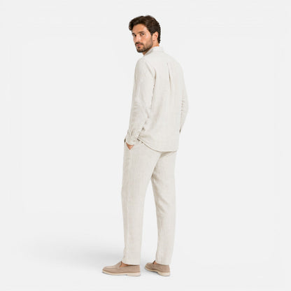 Completo Lino Uomo Due Pezzi Estivo Camicia e Pantaloni
