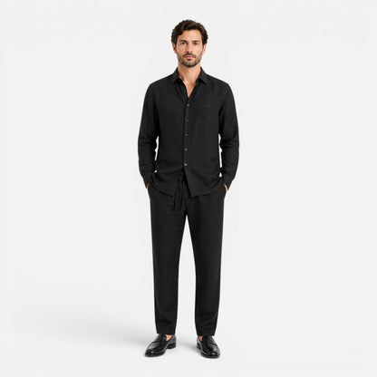 Completo Lino Uomo Due Pezzi Estivo Camicia e Pantaloni
