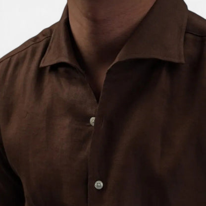 Camicia Lino Uomo Slim Fit Leggera Traspirante Business Casual