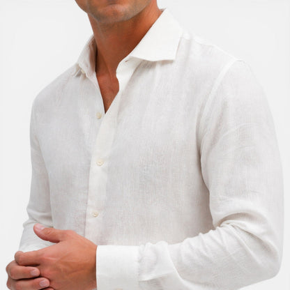 Camicia Lino Uomo Slim Fit Leggera Traspirante Business Casual
