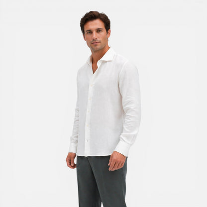 Camicia Lino Uomo Slim Fit Leggera Traspirante Business Casual